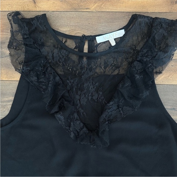WAYF Black Lace Trim Sleeveless Blouse – Size Large - Picture 2 of 6